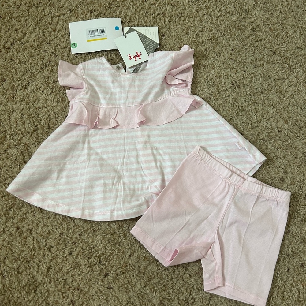 Il Gufo Pink Striped Kids Matching Set